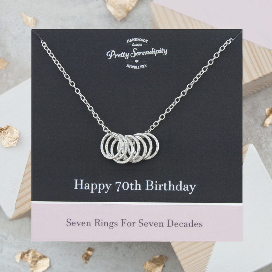 70th birthday - silver angel wings heart necklace